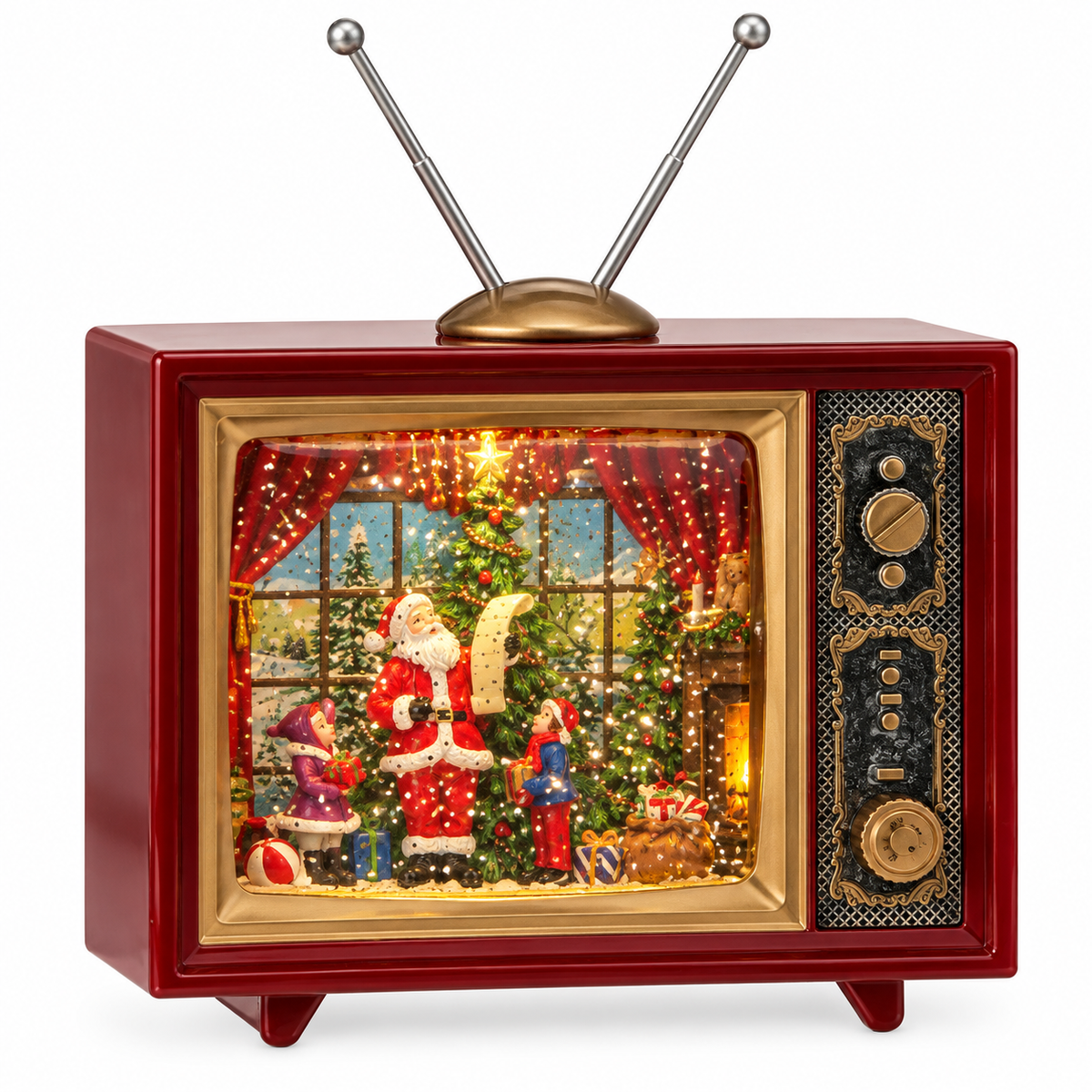 LED Vintage Santa & Friend Snowglobe