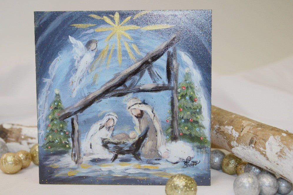 Holy Family with Angel Block Sign