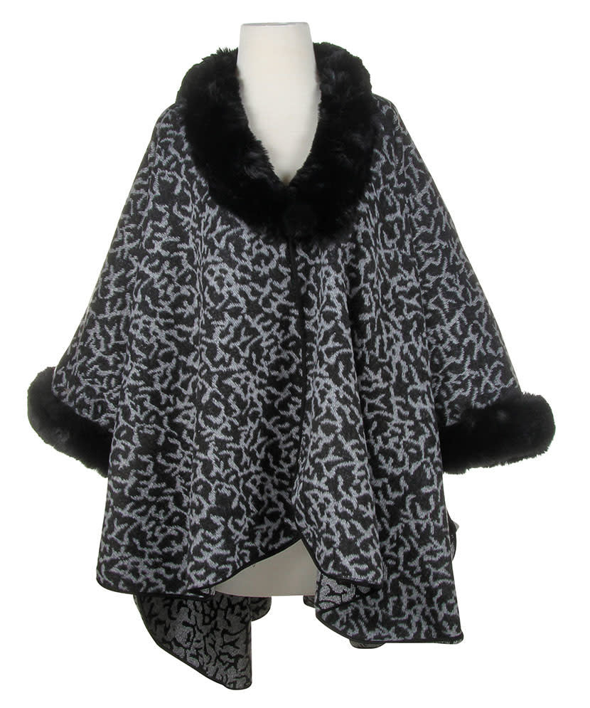 Fur Trimmed Wrap Cape