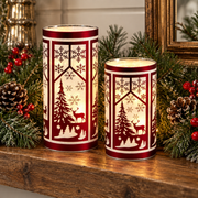 Set of 2 LED Winter Deer Scene Luminaries
