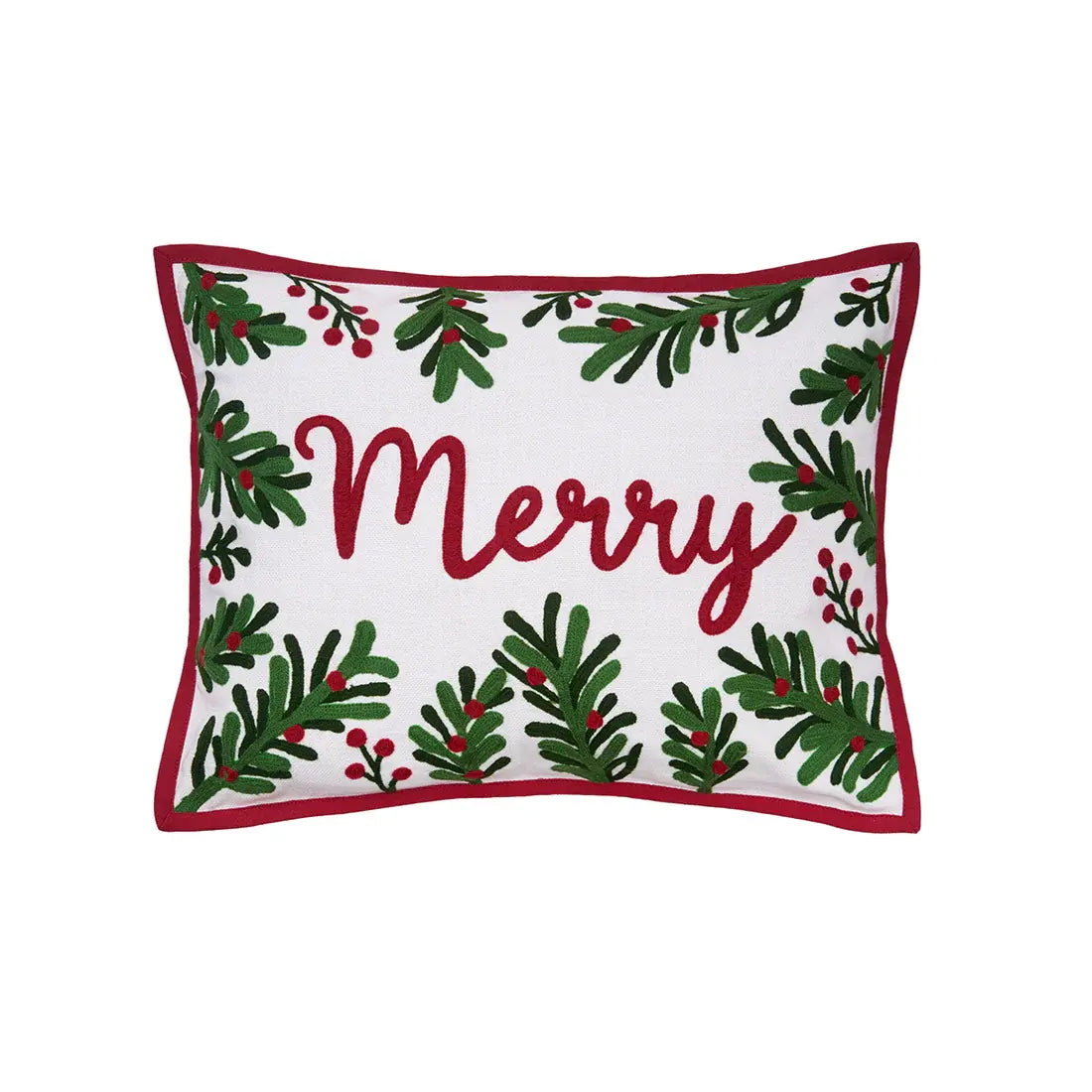 Botanical Merry Christmas Pillow