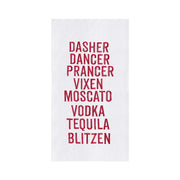 Embroidered Dasher Dancer Tea Towel