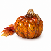 6.75" Handblown Orange Swirl Glass Pumpkin