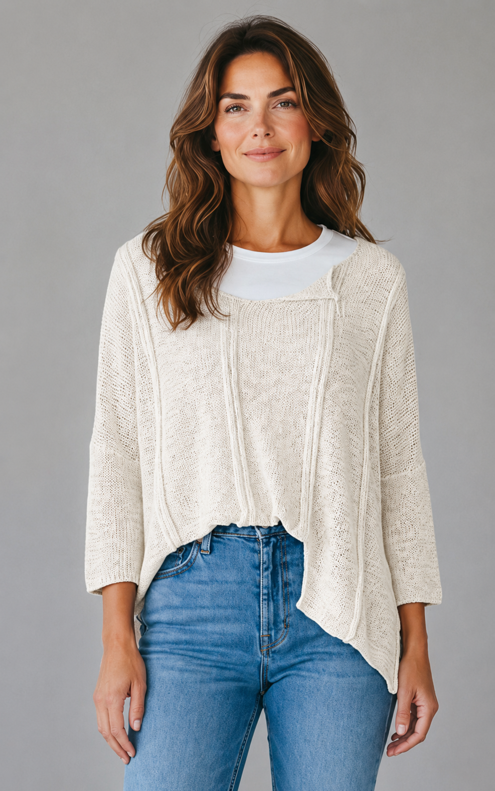 Hi-Low Knit Pullover Sweater by: Tempo Paris
