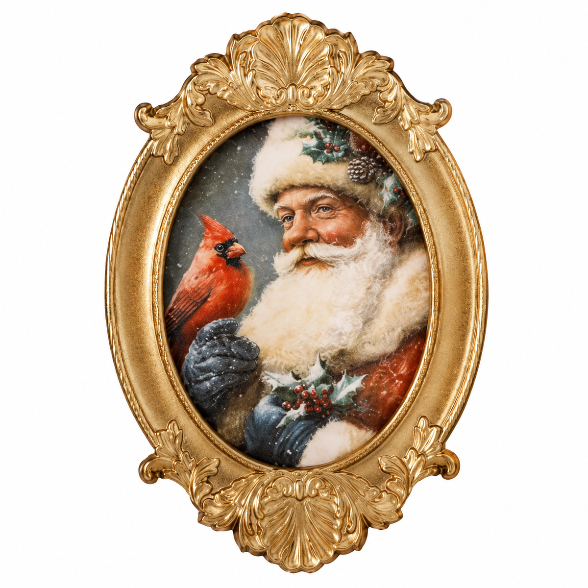 8 x 12 Gilded Frame Santa Cardinal Wall Art (2 Styles)