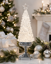 17" Swirling LED Tree on Pedestal Snowglobe