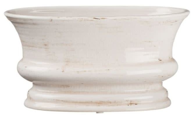 White Oval Crackle Container
