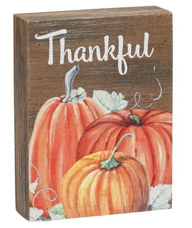 Thankful Pumpkin Mini-Block Sign