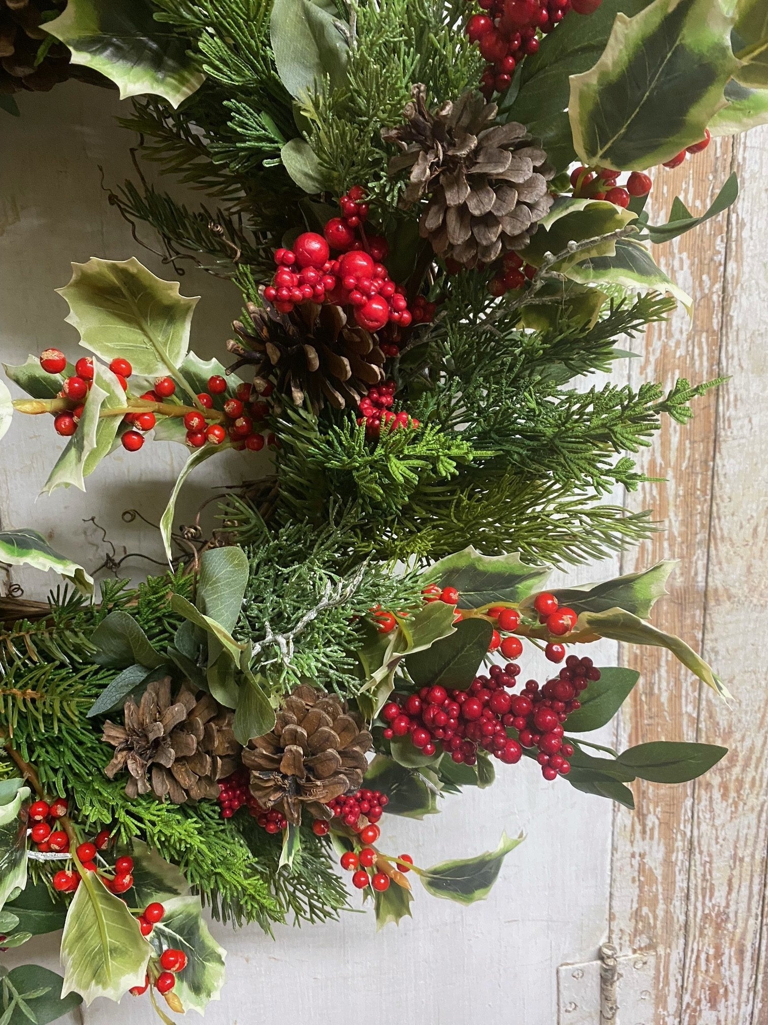 Custom Cedar Cypress & Holly Wreath