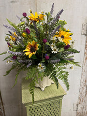 Custom Sunburst Black Eyed Susan in Scalloped Vase