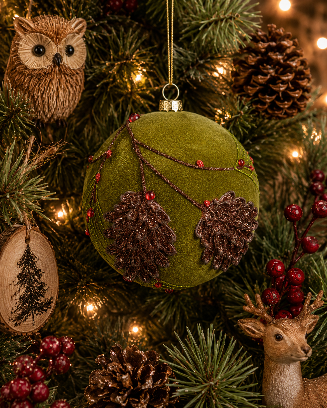 Mercury Glass Flocked Pinecone Ornament