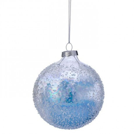 4" Glass Blue Dotted Ornament