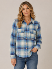 Shades of Blue Plaid Button Up Shirt