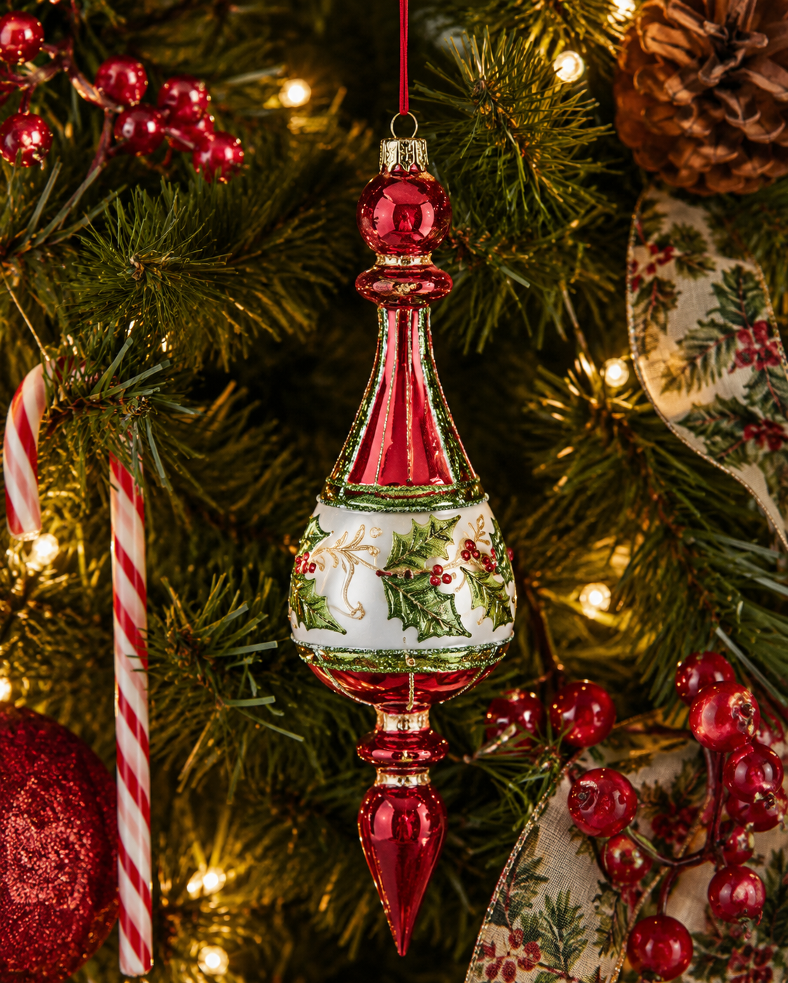 Holly Finial Ornament