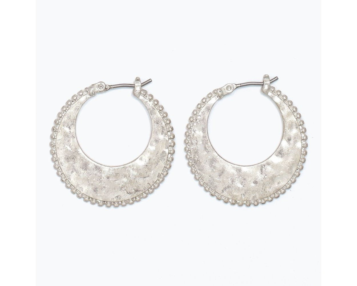 Hammered Silver Hoop Earrings