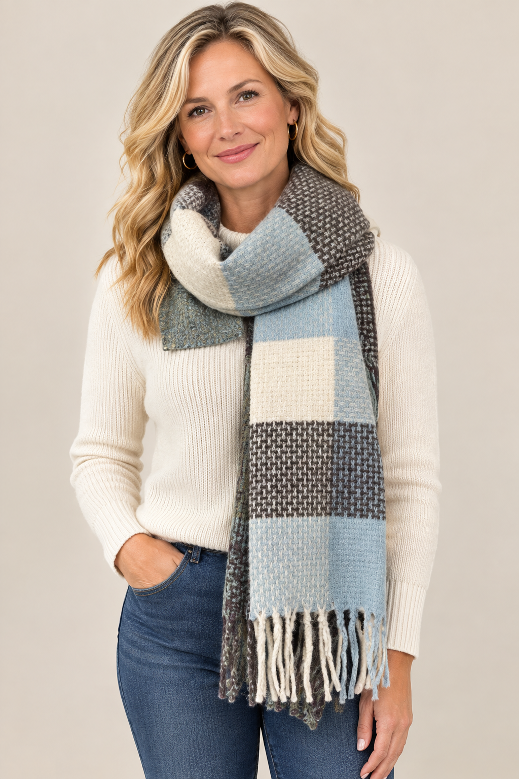 Plaid Frosty Fringe Scarf By: Simply Noelle
