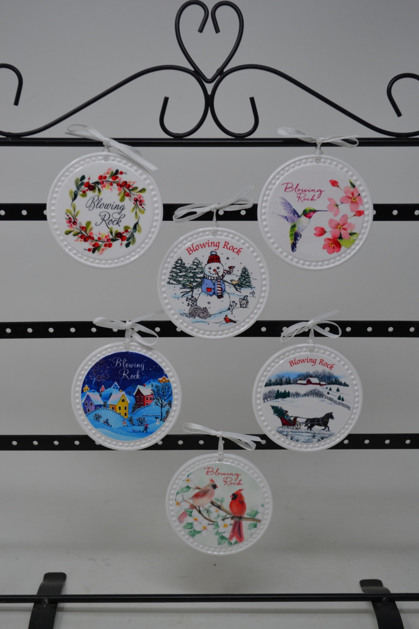 Round White Blowing Rock Ornament (8-Styles)