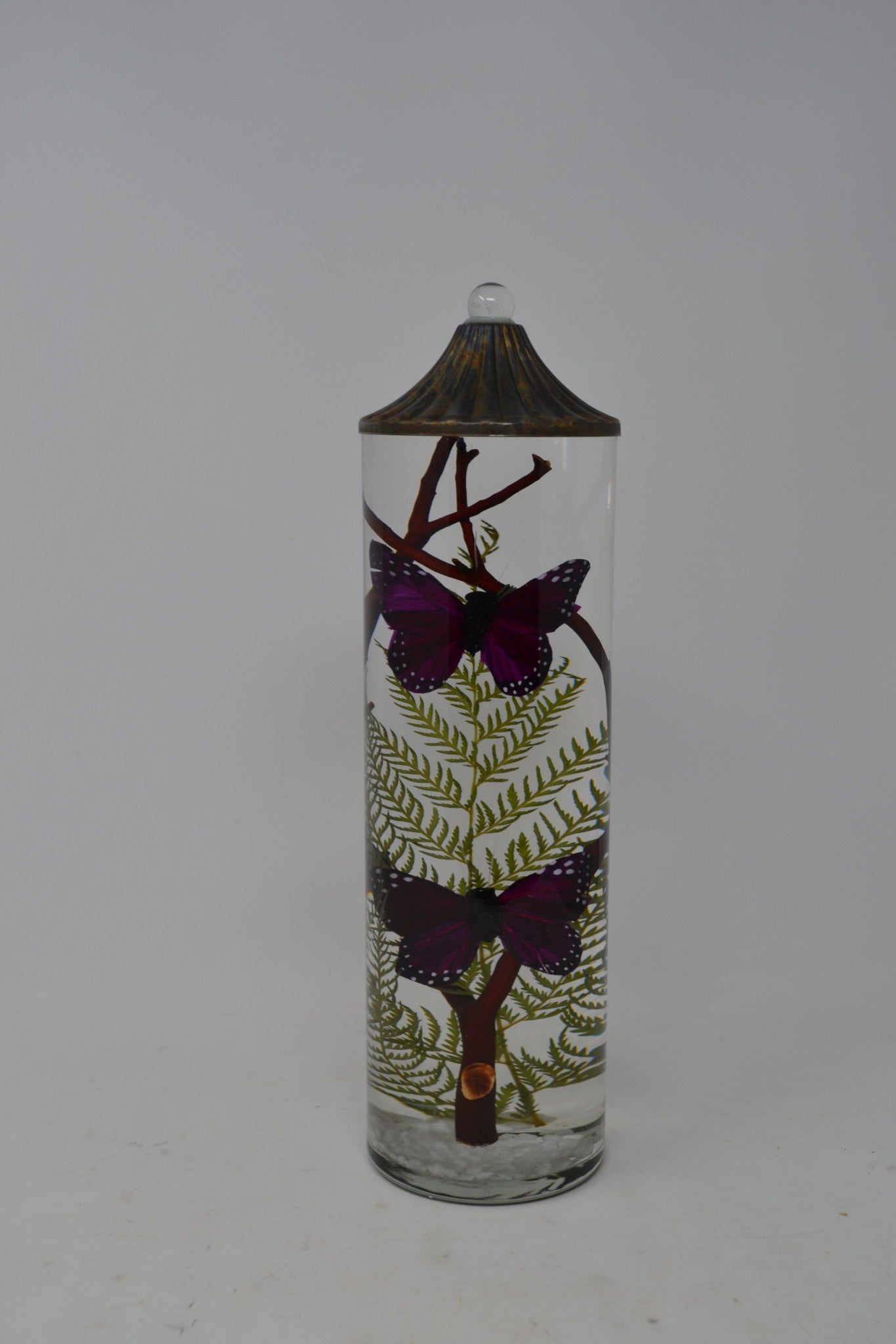 Tall Cylinder Purple Butterfly Lifetime Candle