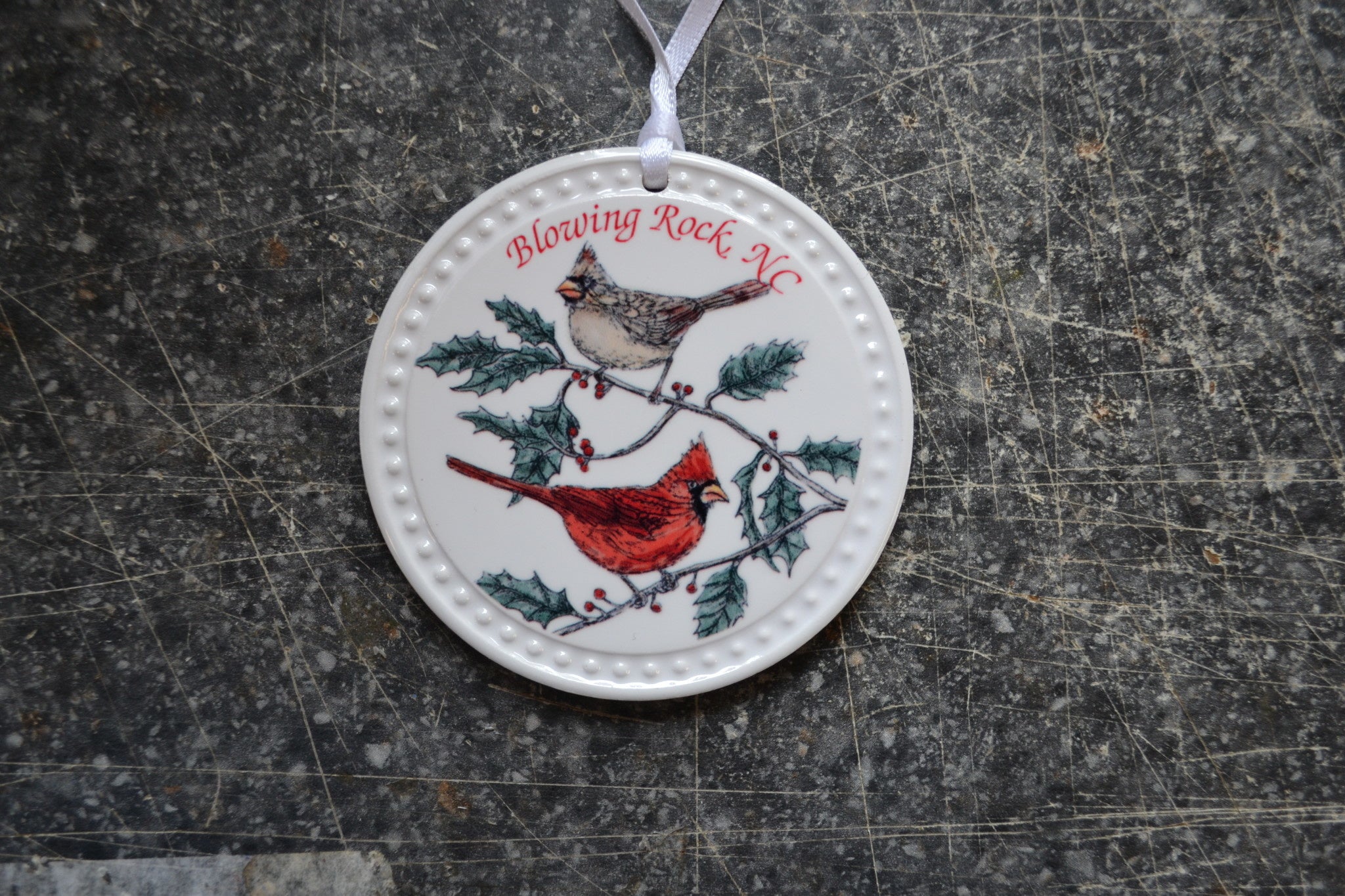 Round White Blowing Rock Ornament (8-Styles)