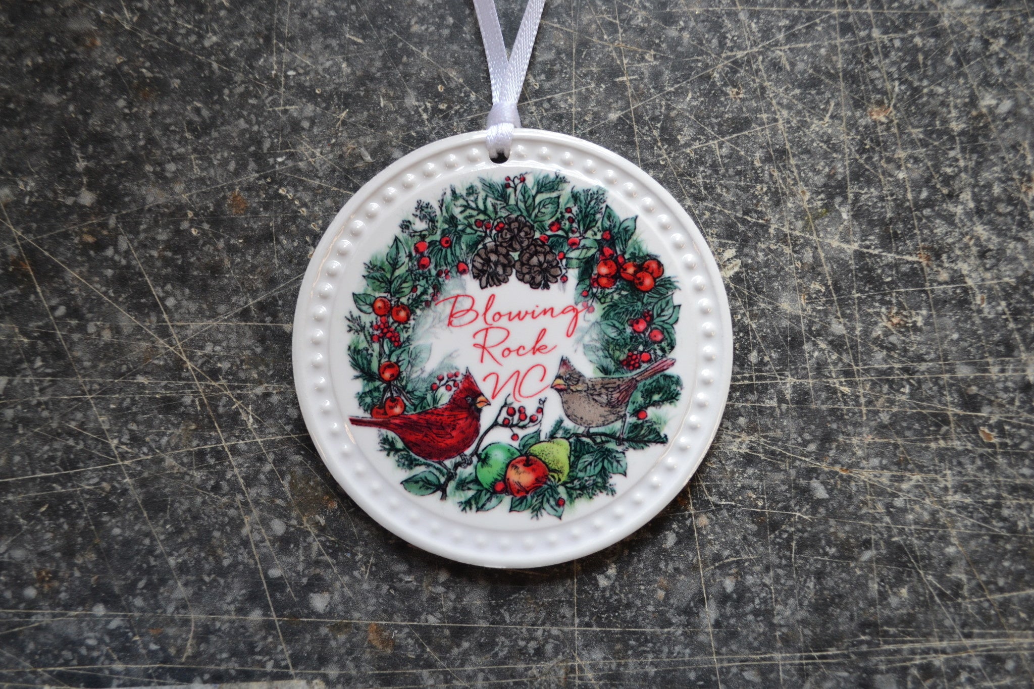 Round White Blowing Rock Ornament (8-Styles)