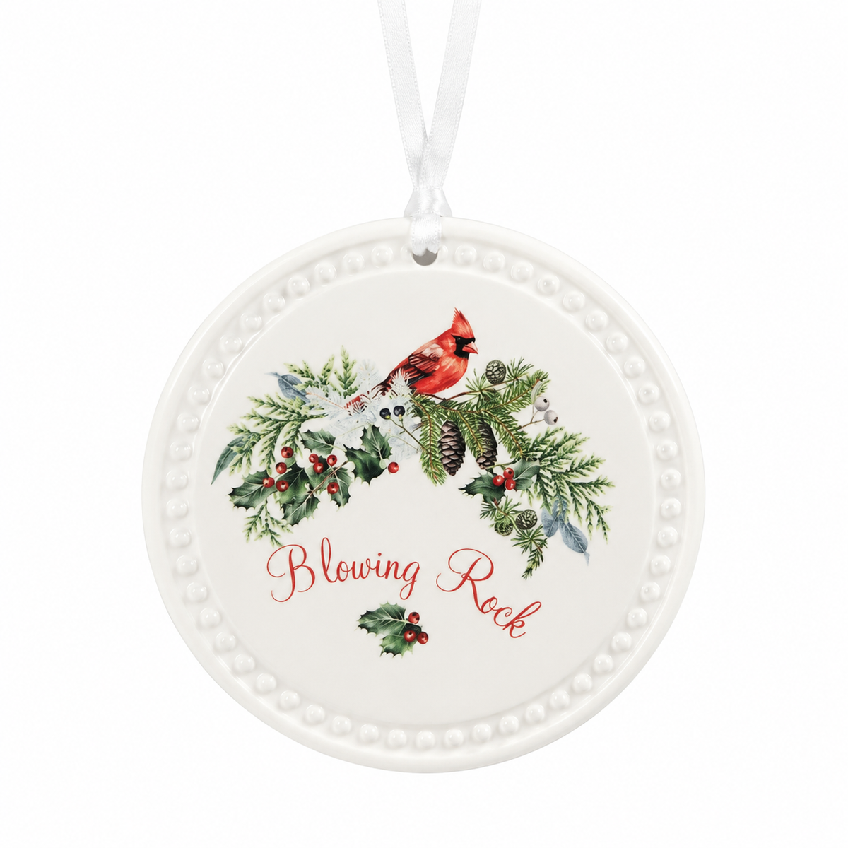 Round White Blowing Rock Ornament (8-Styles)