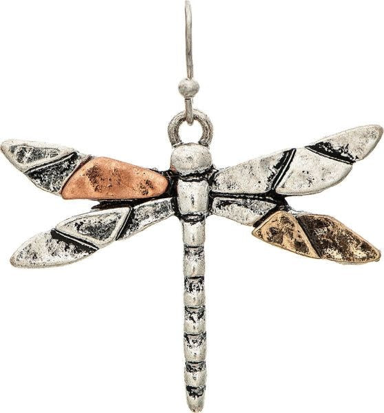 Copper & Silver Dragonfly Earrings
