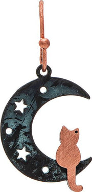Copper Cat Moon Earrings