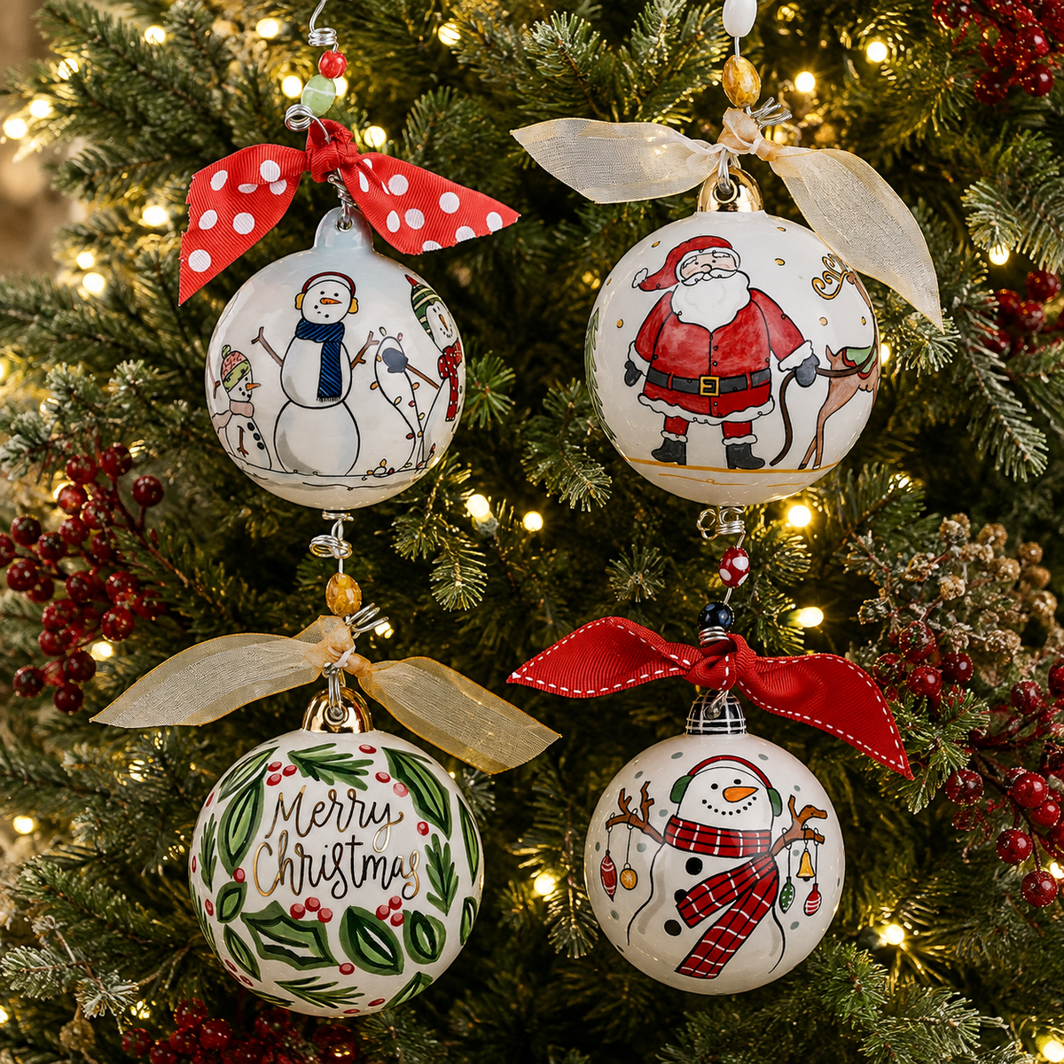 Hand Painted Glory Haus Ball Ornament (4 Styles)