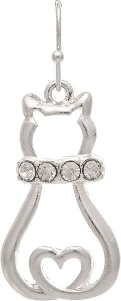 Crystal Kitty Outline Earrings