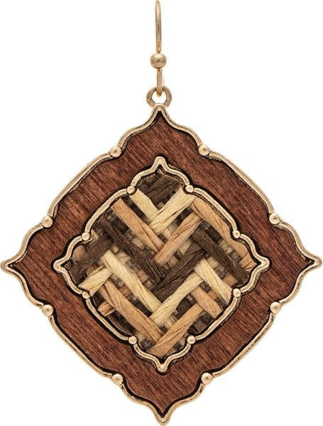 Walnut Wooden Weave Earrings