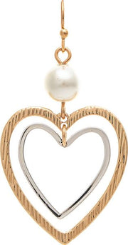 Double Heart with Pearl Earrings