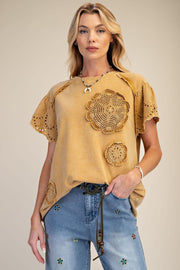 Lace Cap Sleeve Top By: Easel (2-Colors)