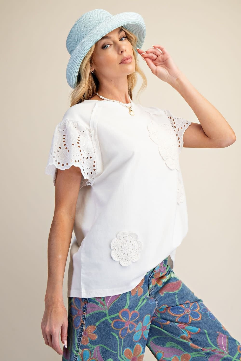 Lace Cap Sleeve Top By: Easel (2-Colors)