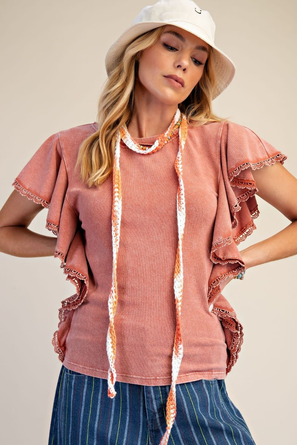 Dolman Sleeve Mineral Wash Top by: Easel