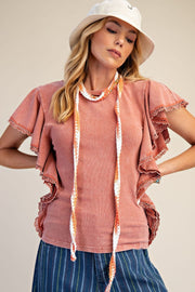 Dolman Sleeve Mineral Wash Top by: Easel