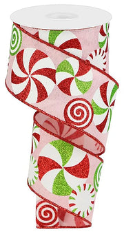 2.5" x 10 Yds Peppermint Candy Wired Ribbon