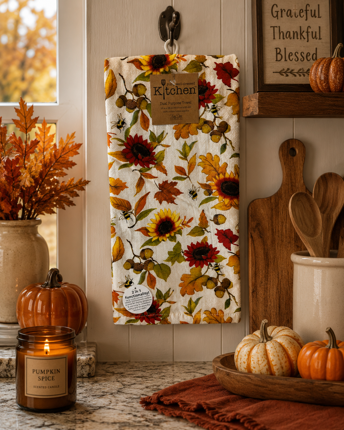 Harvest Sunflower Toss Kitchen Towel
