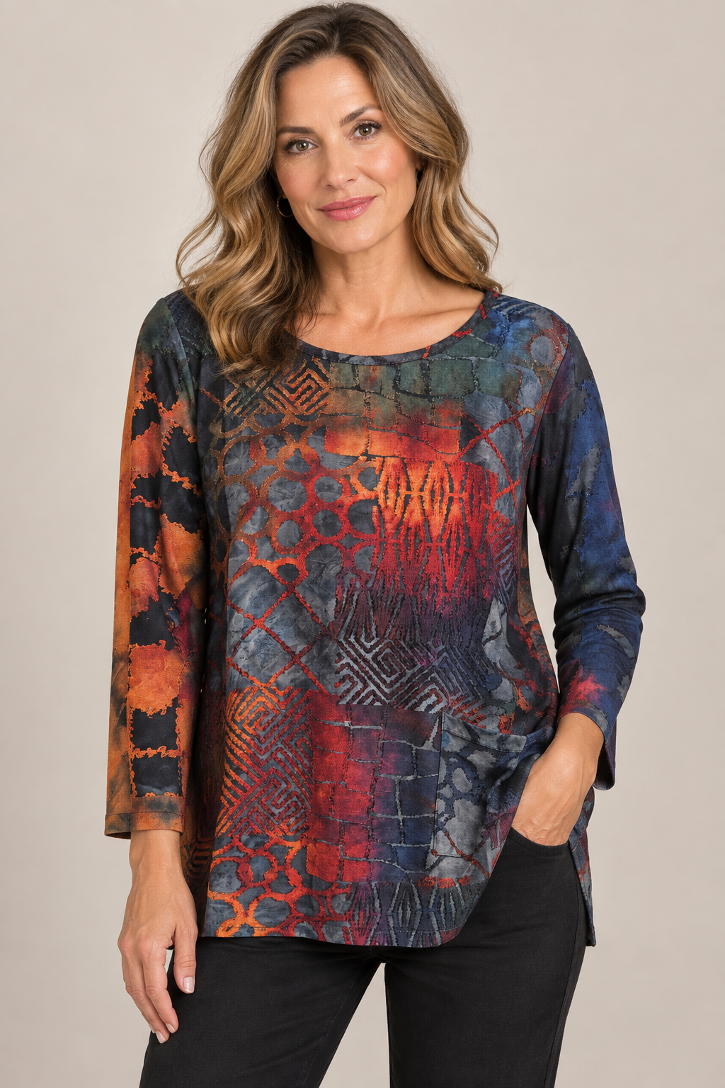 Multi Patterned Tunic