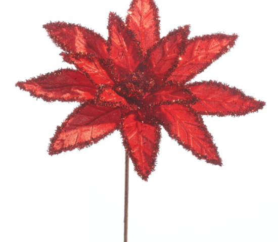 Red Tinsel Edged Poinsettia