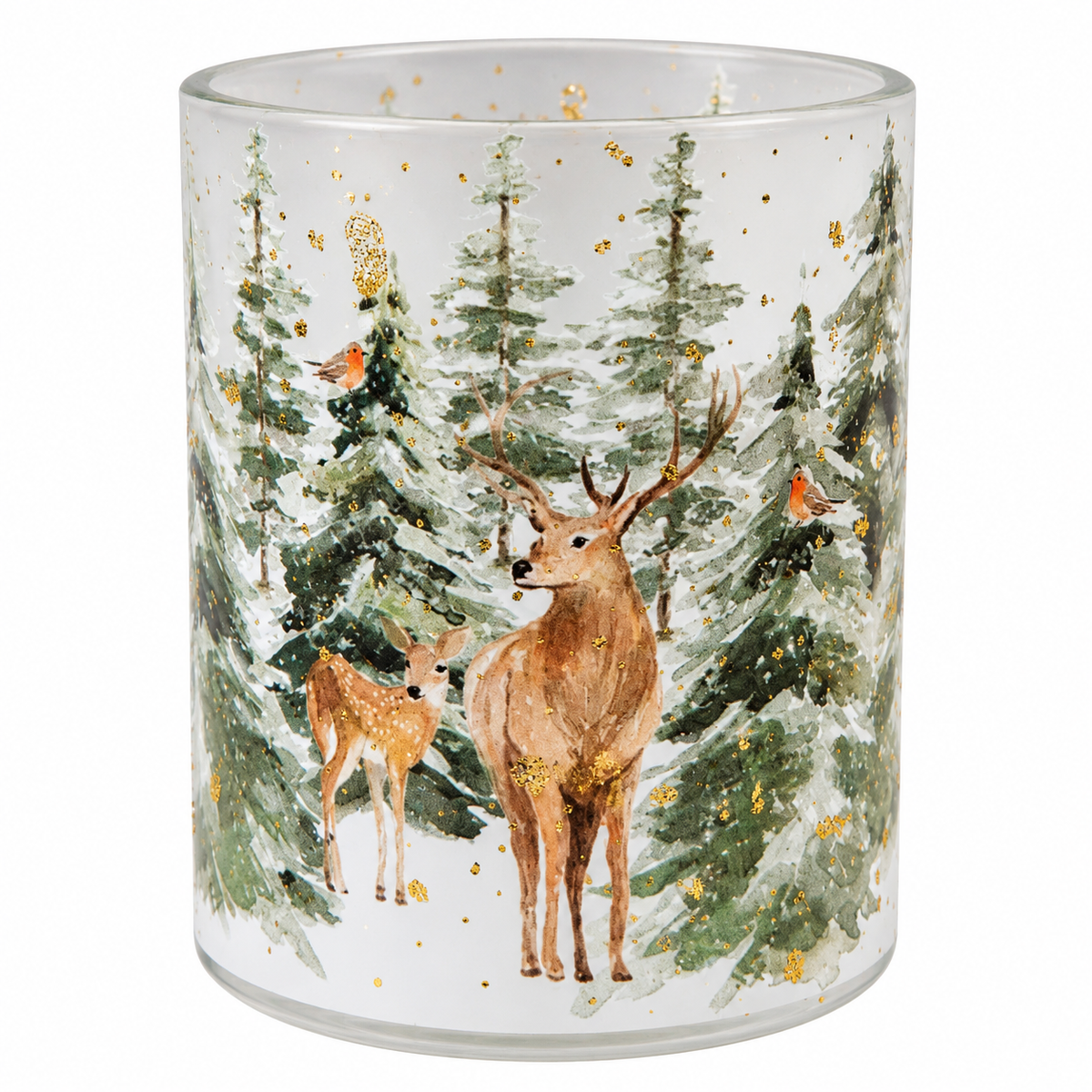 Snowy Forest Deer Votive Holder