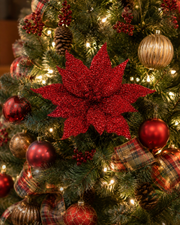 19.5" Red Jeweled Poinsettia