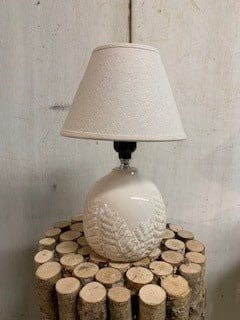 Petite White Pottery Fern Lamp