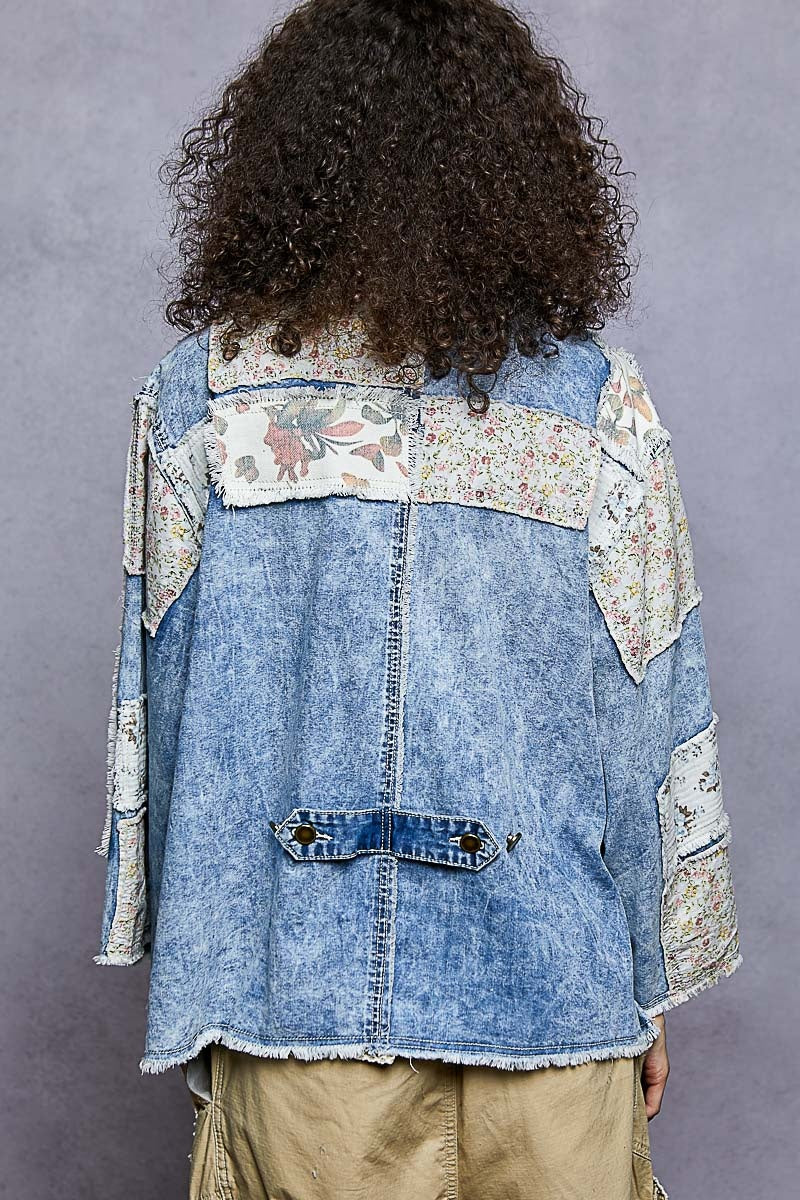 Floral Denim Tie Jacket