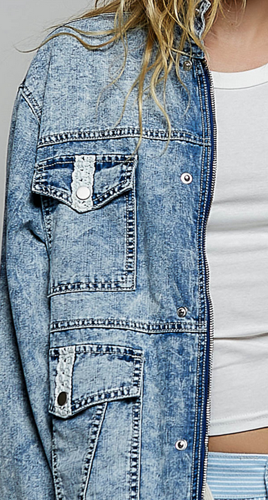 Blue Denim & Lace Jacket By: POL