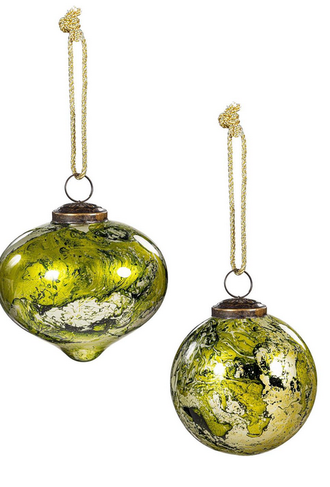 Shades of Green Glass Ornament (2-Styles)