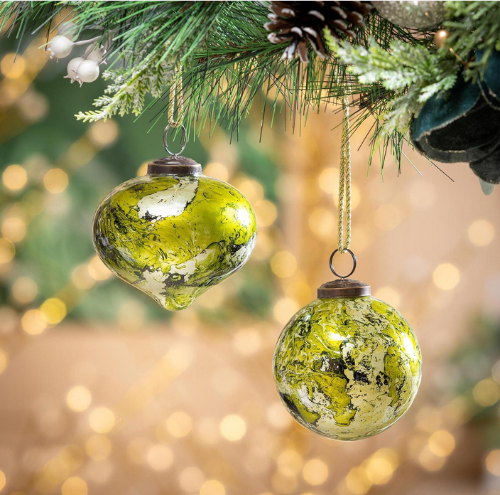 Shades of Green Glass Ornament (2-Styles)