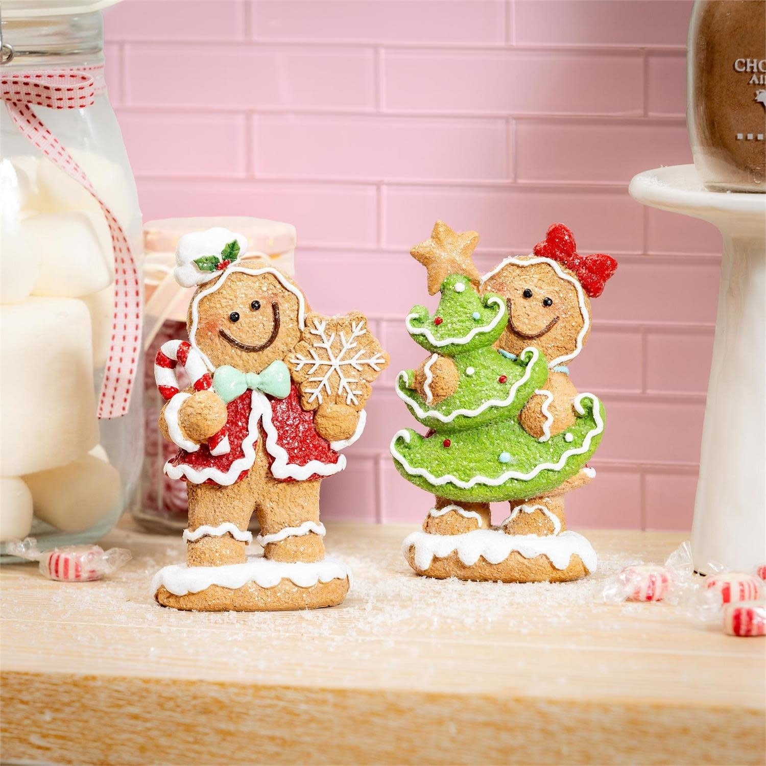Mr & Mrs Sugar & Stripes Gingerbread Couple