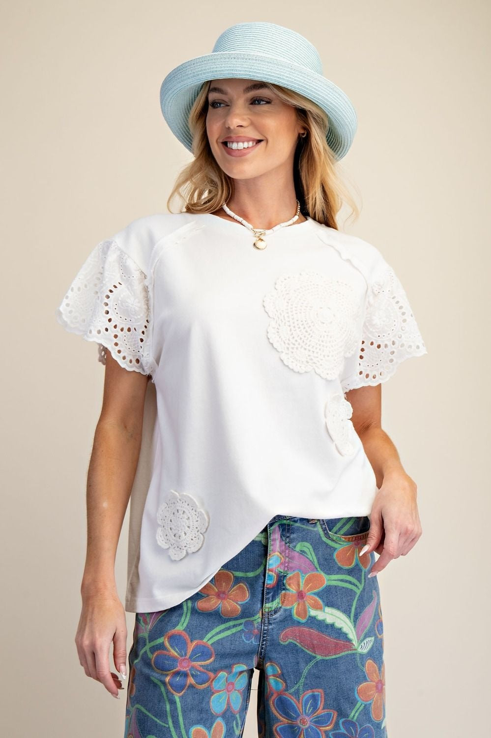 Lace Cap Sleeve Top By: Easel (2-Colors)