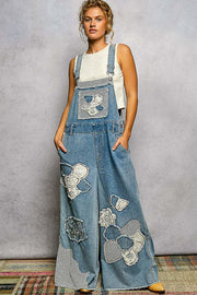 Embroidered Flower Patchwork Overalls By: POL
