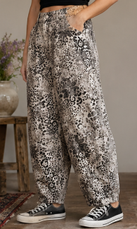 Animal Print Denim Barrel Pant By: Easel